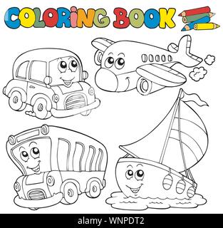 Vector contour car. For coloring book page. Isolated template coupe car ...
