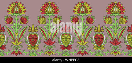 Seamless traditional Indian mughal flower border Stock Photo