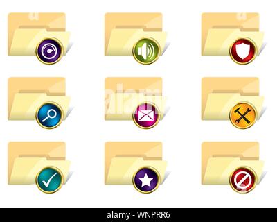 Folder icon set of 9 Stock Vector