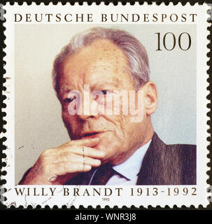 German politician Willy Brandt on postage stamp Stock Photo