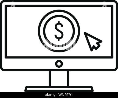 Web money monitor icon. Outline web money monitor vector icon for web design isolated on white background Stock Vector