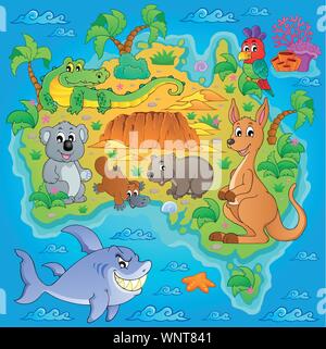 koala and wombat australian continent map animal wildlife vector ...