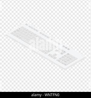 Isometric view white pc keyboard. Personal computer tool to write words Stock Vector