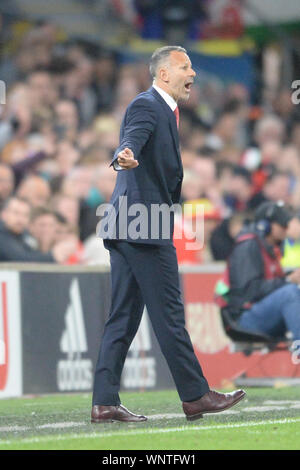 CARDIFF, WALES. SEPT 6TH Wales manager Ryan Giggs during the UEFA Euro 2020 Group E qualifying match between Wales and Azerbaijan at the Cardiff City Stadium, Cardiff on Friday 6th September 2019. (Credit: Jeff Thomas | MI News) Credit: MI News & Sport /Alamy Live News Stock Photo