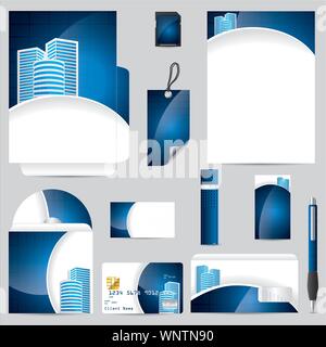 Business vector set in blue Stock Vector