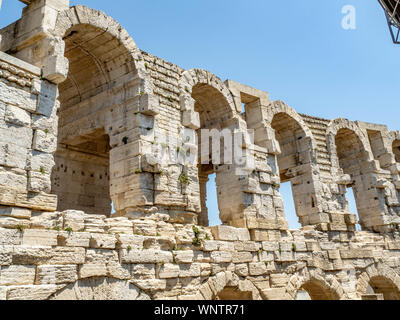 Roman Amphitheater in Arles, France is a UNESCO World Heritage Site. Stock Photo