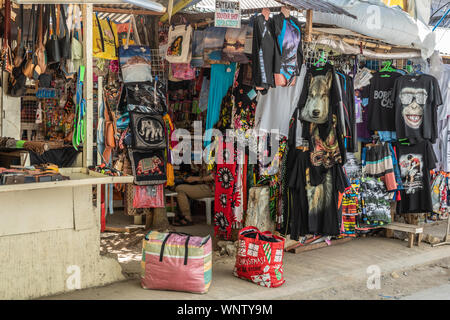 Balabag, Boracay Island, Philippines - March 4, 2019: Multicolor Visual overload created by souvenirs on display in and in front of Endeqal Souvenir s Stock Photo