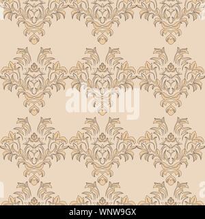 beige romance vector seamless pattern. Pattern for tile of curtains Stock Vector