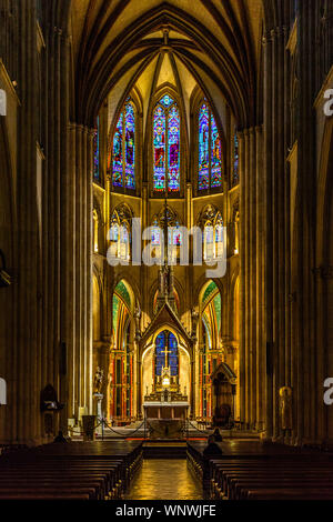 The magnificent interior of Cathedral of Our Lady of Bayonne a fine example of Gothic architecture, France Stock Photo