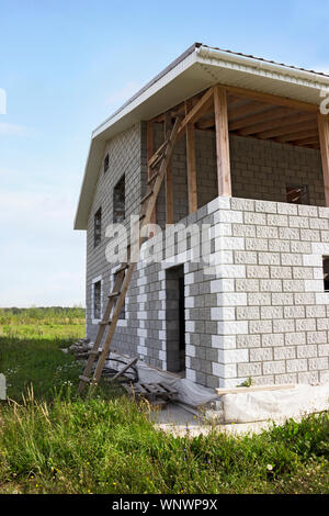 New house are made from blocks.Then make  exterior Stock Photo