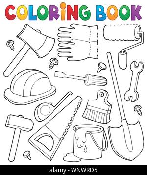 Coloring book tools theme 1 Stock Vector
