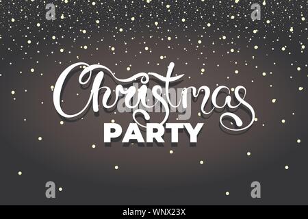 Merry Christmas Party text hand drawn calligraphic lettering design. Happy New Year holiday creative typography greeting gift poster. Xmas calligraphy font style black banner. Vector type illustration Stock Vector