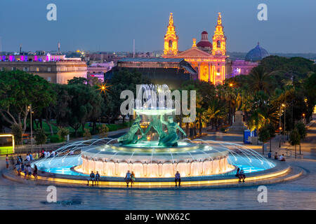 Decorated street in old town of Valletta, Malta Stock Photo