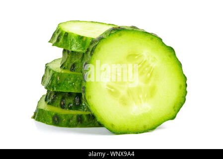 Fresh cucumber slices isolated on white background with clipping path Stock Photo