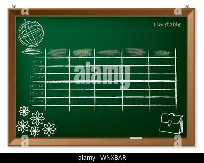 Timetable hand drawn on chalkboard Stock Vector