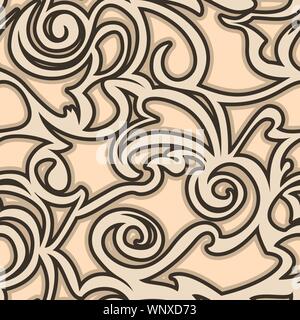 Seamless vector beige pattern of spirals of curls and bundles.  Stock Vector