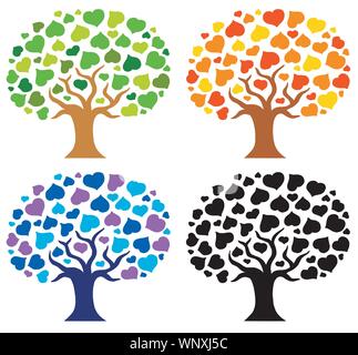 Various trees silhouettes Stock Vector