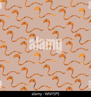 seamless vector pattern background with striped golden snakes Stock Vector