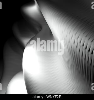 Abstract waving surface on black background - 3D rendering illustration Stock Photo