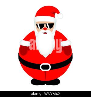 fat cool Santa Claus in red clothes with sunglasses vector illustration EPS10 Stock Vector