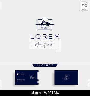 Camera Mountain Logo Template Vector Design Stock Vector