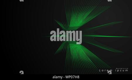 Abstract background of wavy futuristic green lines. The green line forms the background of the abstract vector Stock Vector
