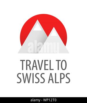 Travel to Swiss Alps - Vector Badge illustration in flat style for travel company isolated on white background. Stock Vector