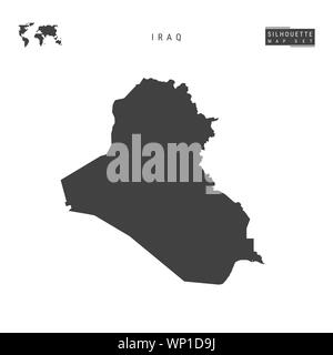 Iraq Blank Map Isolated on White Background. High-Detailed Black Silhouette Map of Iraq. Stock Photo