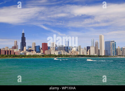 Chicago skyline with Lake Michigan on the foreground, IL, USA Stock Photo
