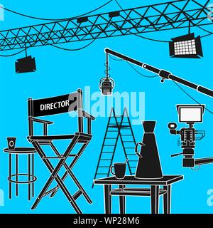 Workplace Cinema Production Vector Illustration Stock Vector