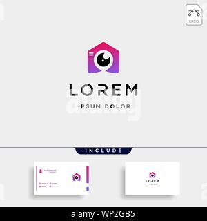 Camera Home Logo Template Vector Design Stock Vector