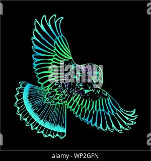 Gradient color drawing of an eagle. Bird in flight Stock Vector