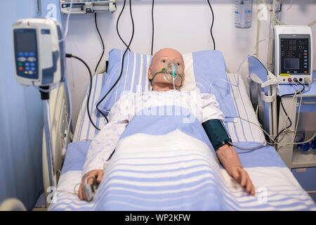 Plastic dummy in the role of a patient used for nurses and medics training Stock Photo