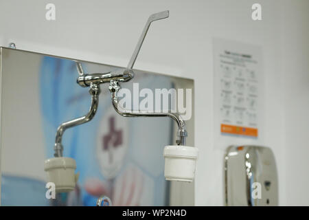 Faucet water filter system on the sink in hospital Stock Photo