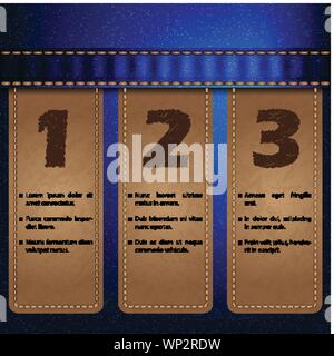 Jeans with sewed labels infographic design Stock Vector