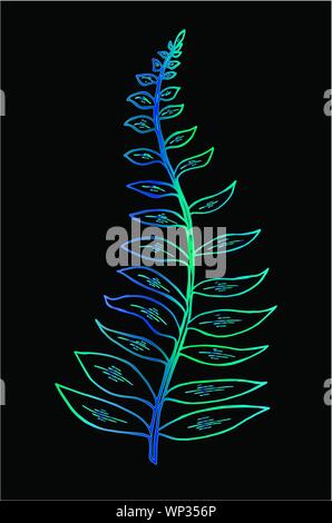 Gradient picture of a fractal leaf. Branch of a fern Stock Vector
