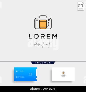 Camera Coffee Logo Template Vector Icon Design Stock Vector