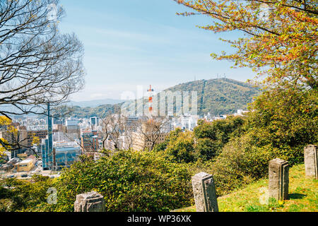 Tokushima Central Park and city view in Shikoku, Japan Stock Photo