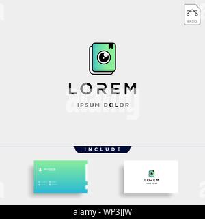 Camera Book Logo Template Vector Design Icon Stock Vector