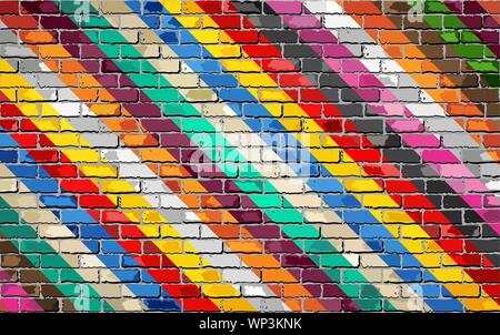 Multi color Brick Wall Background - Illustration,  Brick texture background Stock Vector