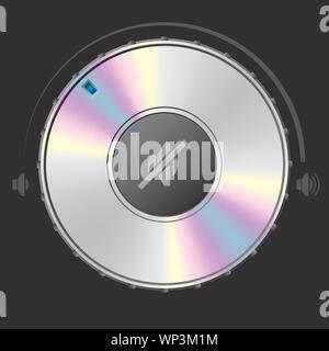 Shiny volume knob with mute button Stock Vector