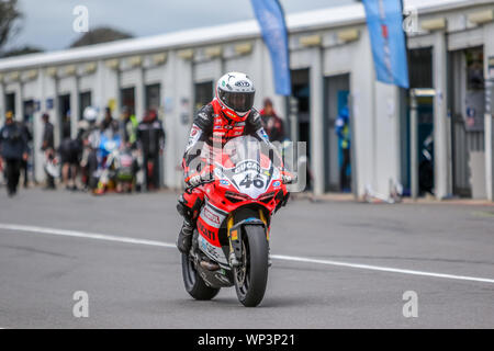 Winton, Victoria, Australia. 07 September 2019 - Australian Superbike Championships Round Five From Winton Motor Raceway- Qualifying for Race One.Mike Jones racing for Desmosport Ducati Takes out Qualifying for Race one of round five of the ASBK.Image Credit Brett Keating - Alamy Live News. Stock Photo