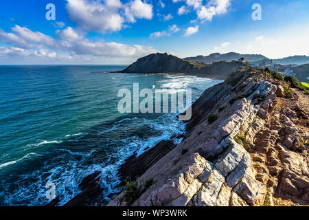 Breathtaking landscape of Basque Country Atlantic coast near Zumaia, Spain Stock Photo