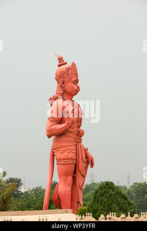 Statue of lord hanuman at a temple, Chhatarpur Temple, Chhatarpur, New Delhi, India Stock Photo