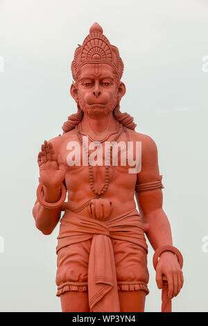 Statue of lord hanuman at a temple, Chhatarpur Temple, Chhatarpur, New Delhi, India Stock Photo