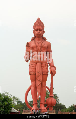 Statue of lord hanuman at a temple, Chhatarpur Temple, Chhatarpur, New Delhi, India Stock Photo