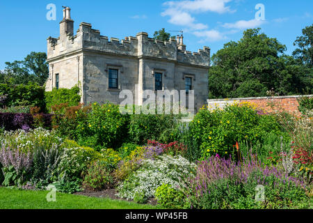 Herbaceous borders in Walled Garden at Floors Castle near Kelso, Scottish Borders, Scotland, UK Stock Photo