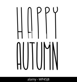 Autumn lettering in tall fun font with cute letters Stock Vector