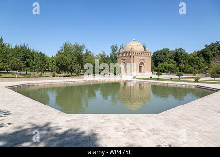 The Ismail Samani mausoleum in Bukhara, Uzbekistan. The oldest Islamic monument in Bukhara. Early 10th century. Stock Photo