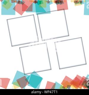 Colorful photo frames, vector illustrations. square borders with various colors and transparent patterns that are isolated on a white background Stock Vector
